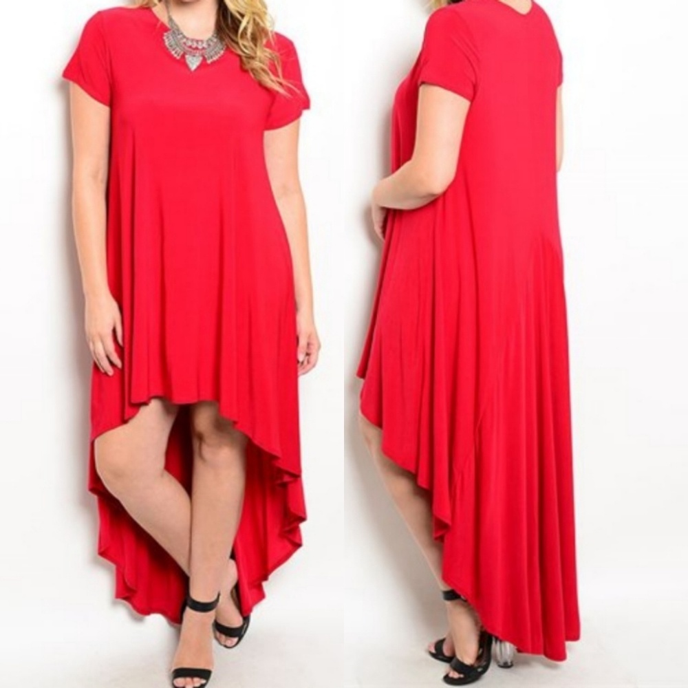 Red Hi-Low Plus Size Dress